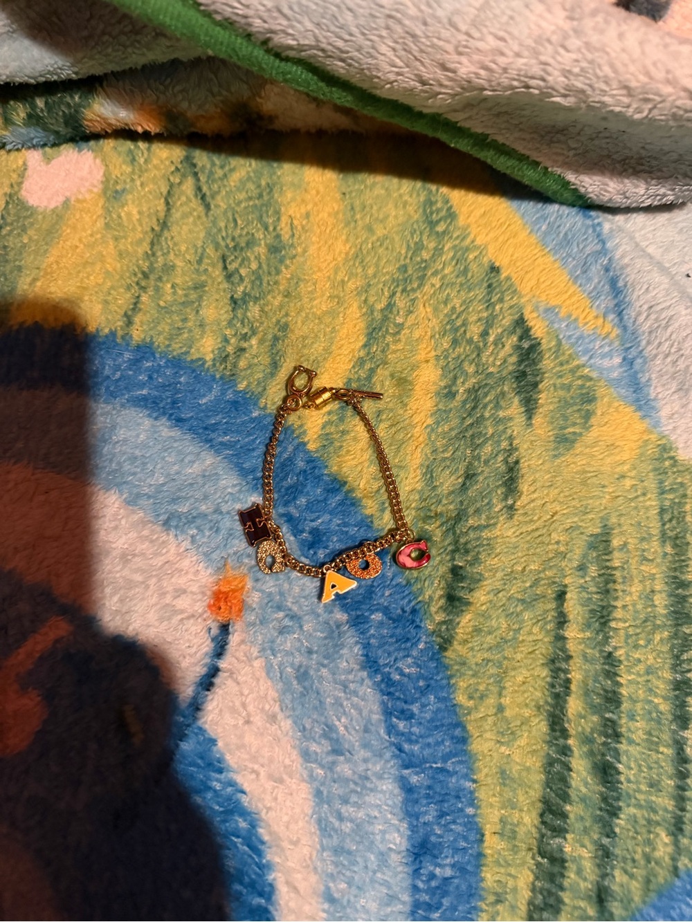 Coach Gold-Tone Bracelet with Multicolor Letter Charms
